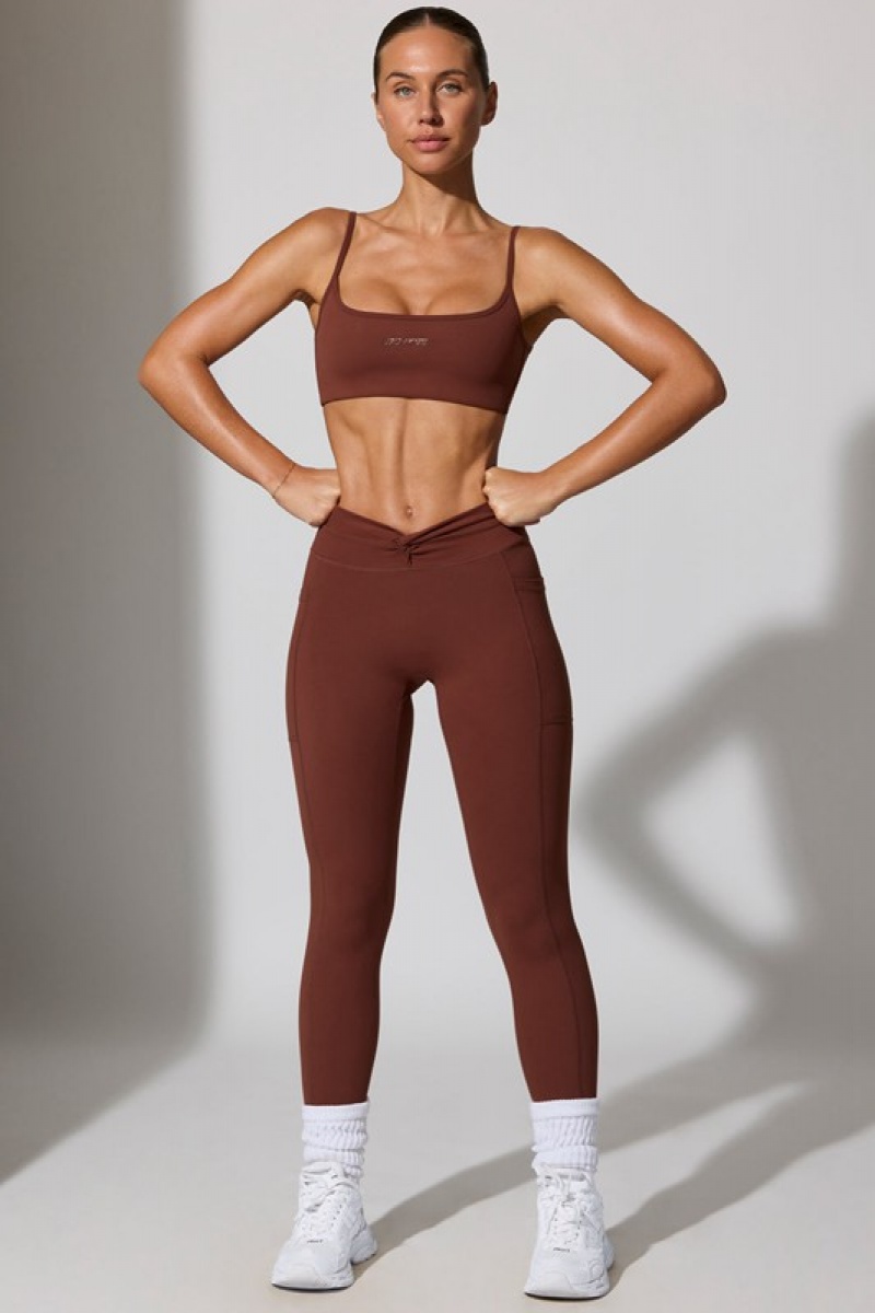 Chocolate Women's Bo And Tee Full Length with Pockets Leggings | 10795-WZFH