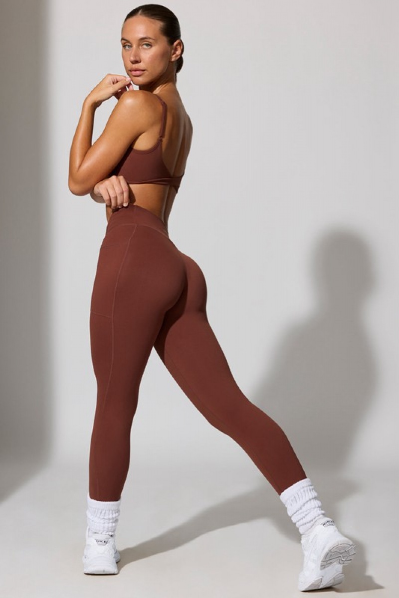 Chocolate Women\'s Bo And Tee Full Length with Pockets Leggings | 10795-WZFH