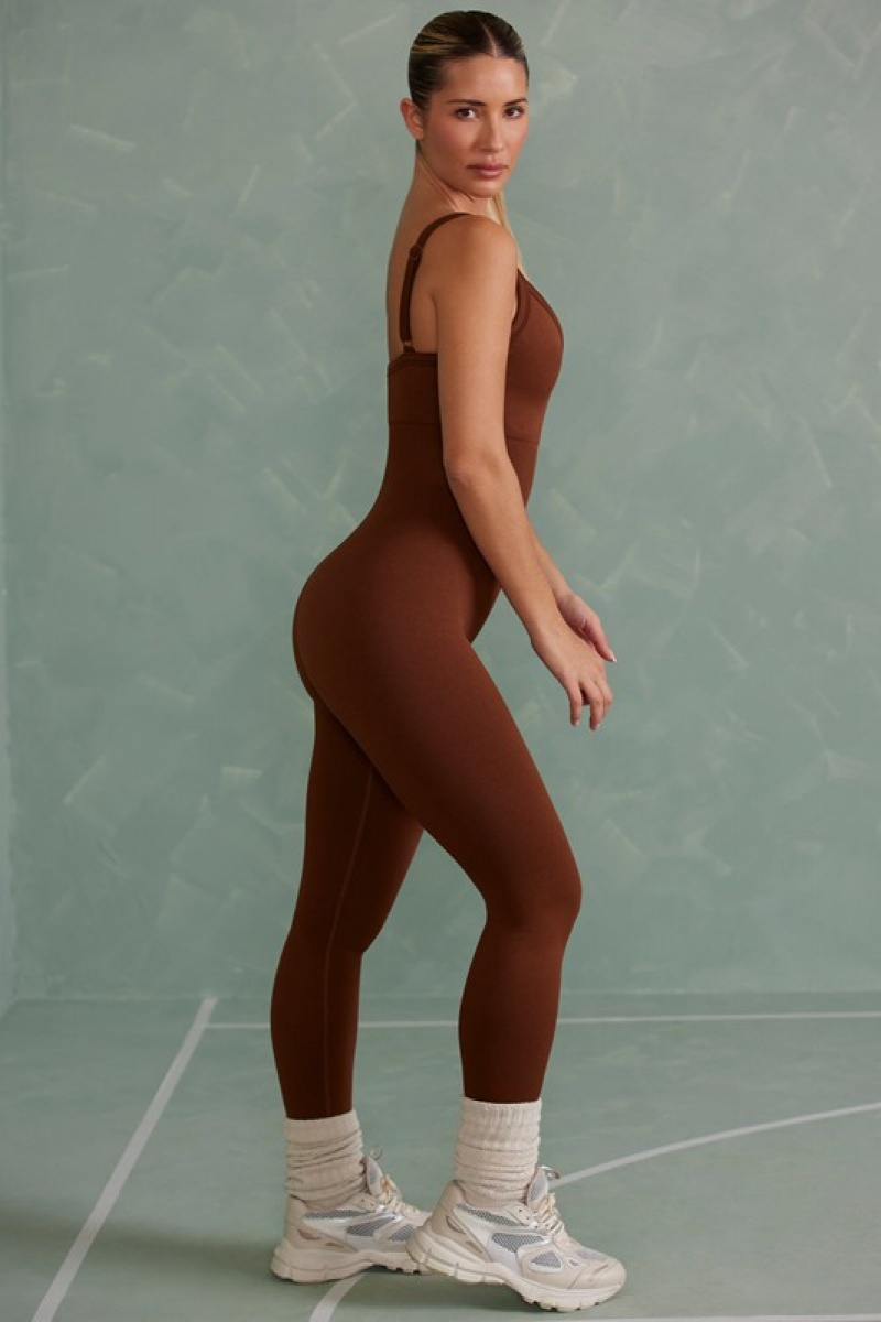 Copper Brown Women's Bo And Tee Super Sculpt Jumpsuit | 92376-DKUI