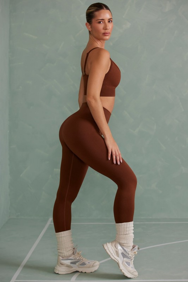 Copper Brown Women's Bo And Tee Super Sculpt Full Length Leggings | 92378-DIHK