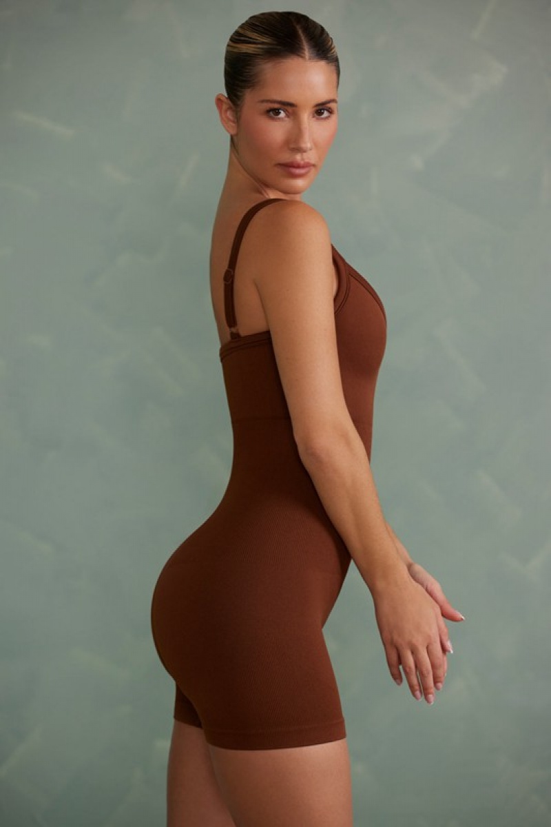 Copper Brown Women's Bo And Tee Super Sculpt Unitard | 08317-NSIQ