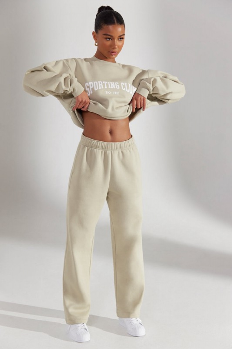 Cream Women's Bo And Tee Wide Leg Joggers | 76409-FWXH