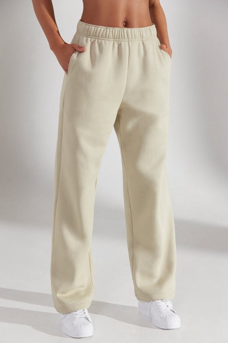 Cream Women's Bo And Tee Wide Leg Joggers | 76409-FWXH