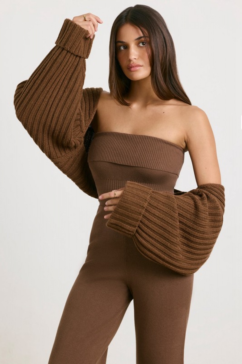 Dark Brown Women's Bo And Tee Chunky Knit Tank Top | 14023-SPCN