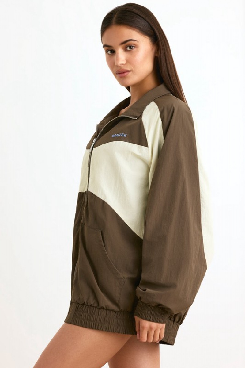 Dark Brown Women's Bo And Tee Colourblock Track Jackets | 50926-NXTR