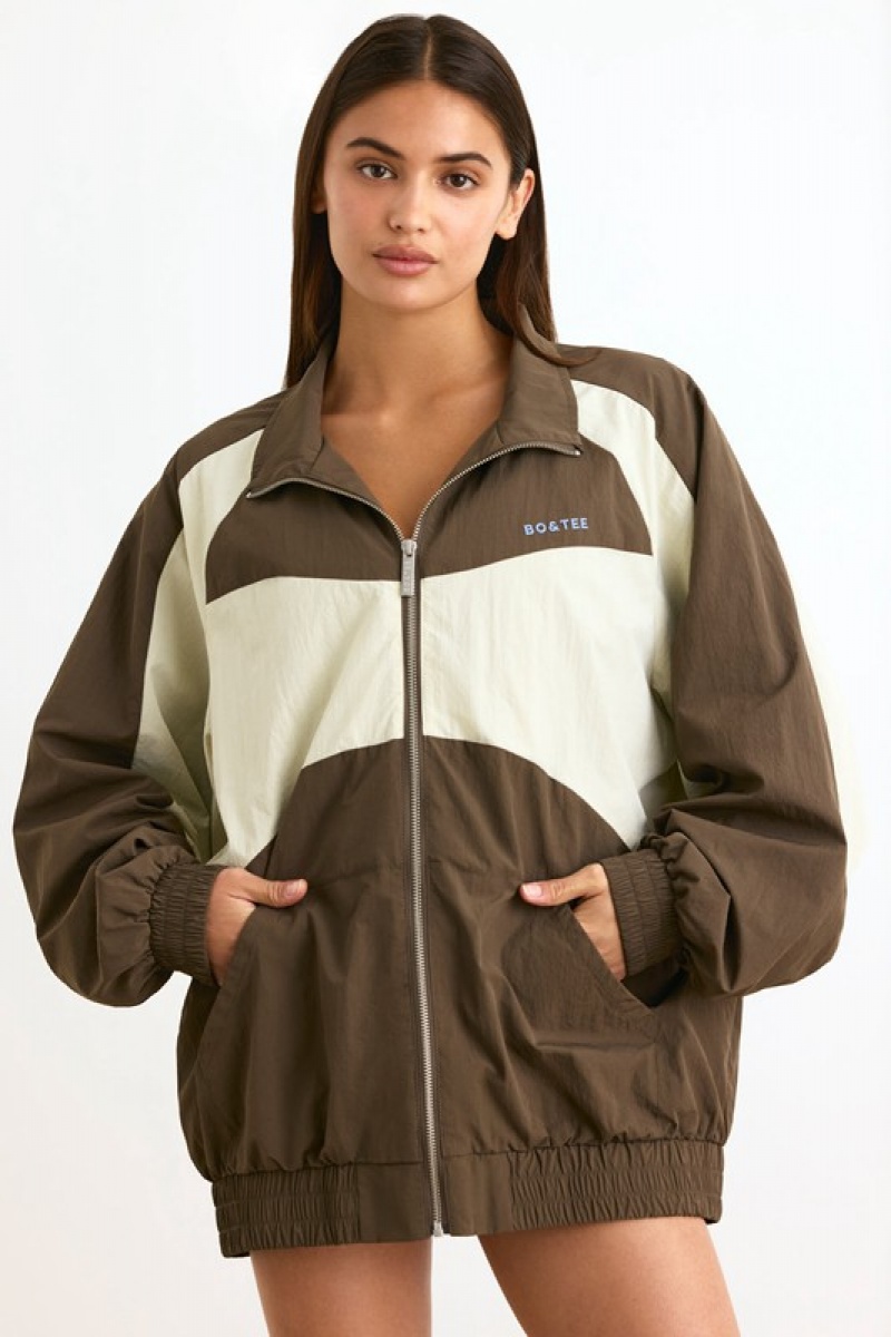 Dark Brown Women's Bo And Tee Colourblock Track Jackets | 50926-NXTR