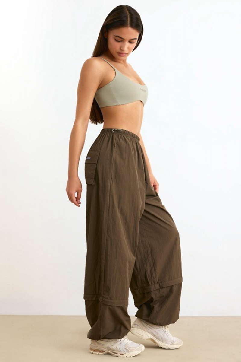 Dark Brown Women's Bo And Tee Convertible Wide Leg Track Pants | 49172-DUHI