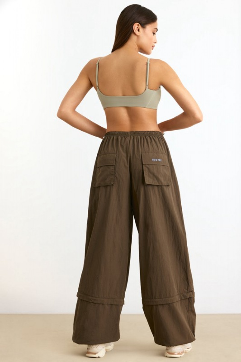 Dark Brown Women's Bo And Tee Convertible Wide Leg Track Pants | 49172-DUHI