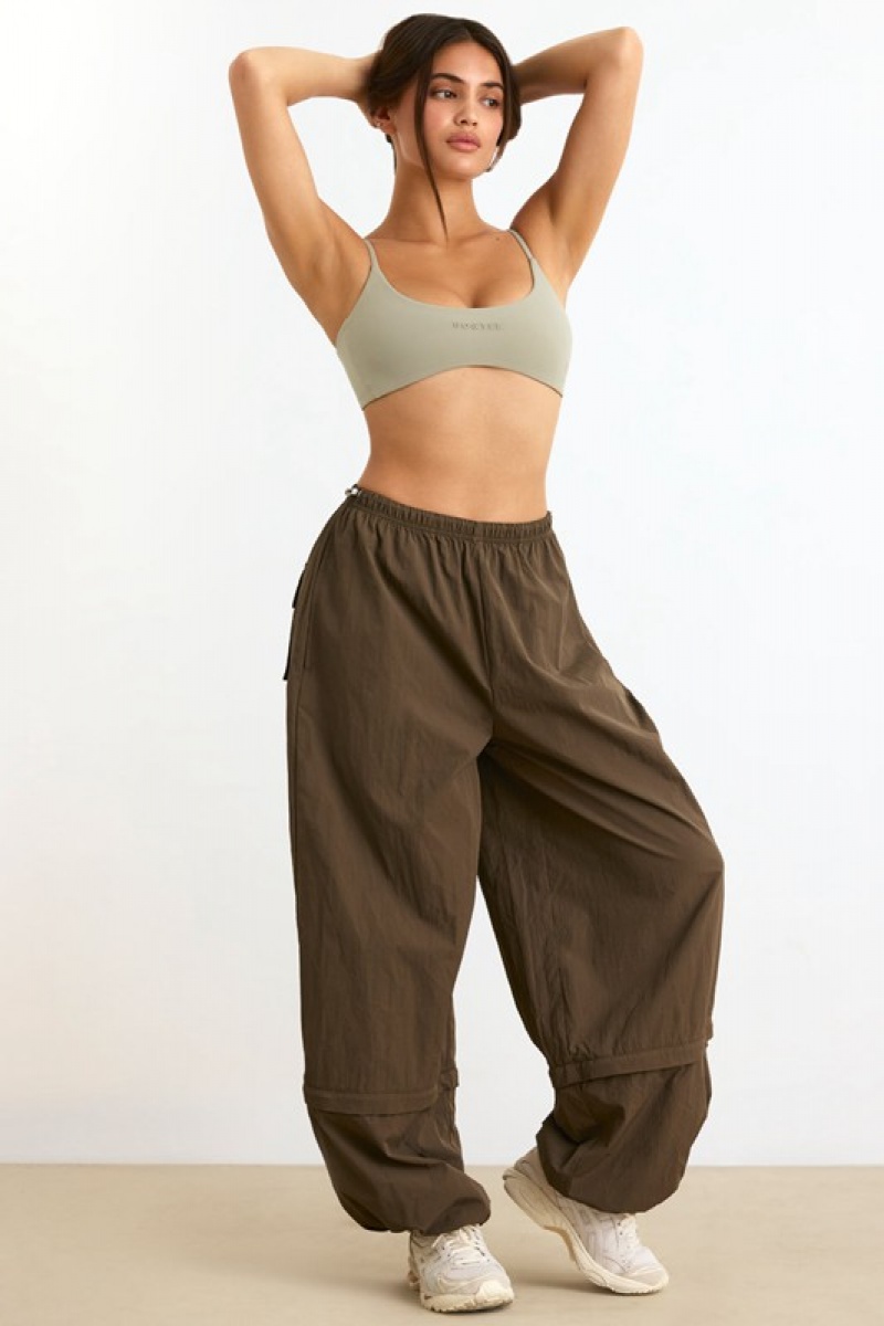 Dark Brown Women's Bo And Tee Convertible Wide Leg Track Pants | 49172-DUHI