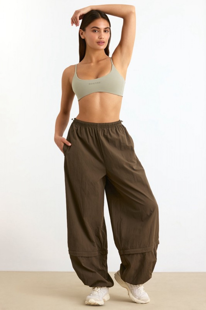 Dark Brown Women's Bo And Tee Convertible Wide Leg Track Pants | 49172-DUHI