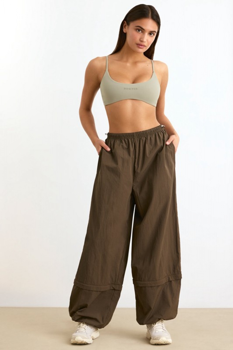 Dark Brown Women's Bo And Tee Convertible Wide Leg Track Pants | 49172-DUHI