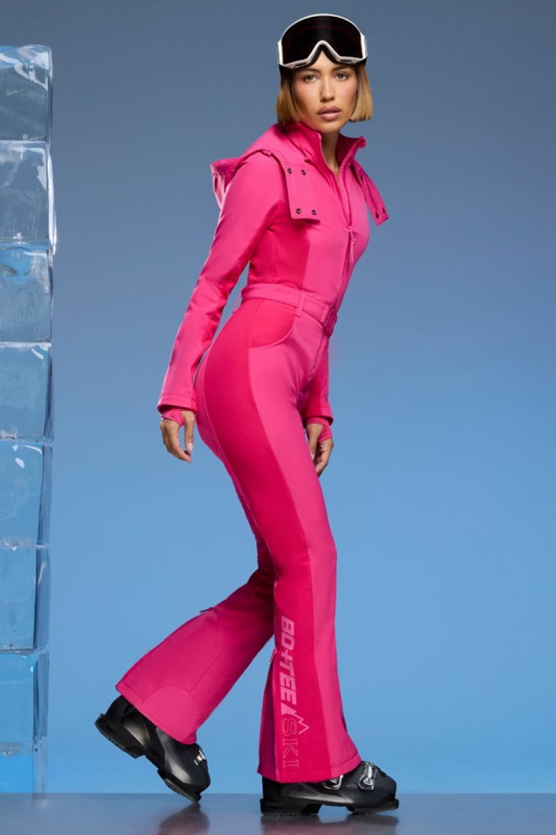 Fuchsia Pink Women's Bo And Tee Fleece Lined Ski Suit | 19028-IRMS