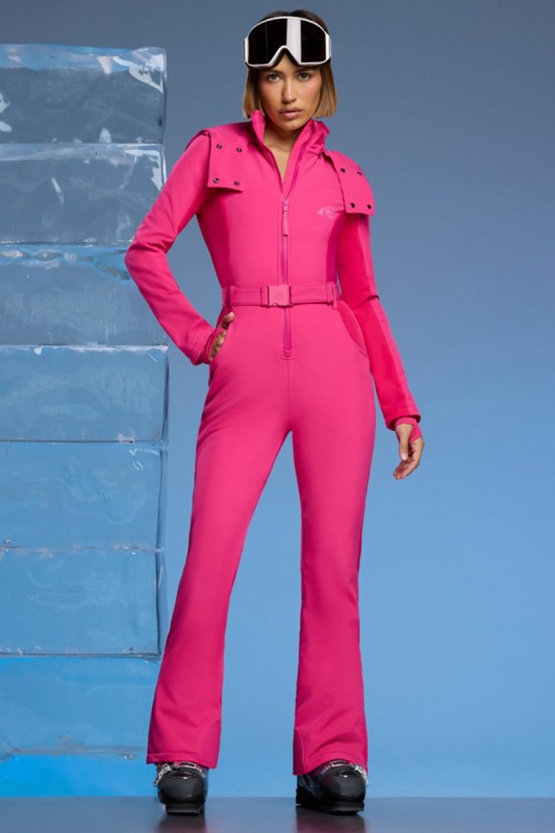 Fuchsia Pink Women's Bo And Tee Fleece Lined Ski Suit | 19028-IRMS