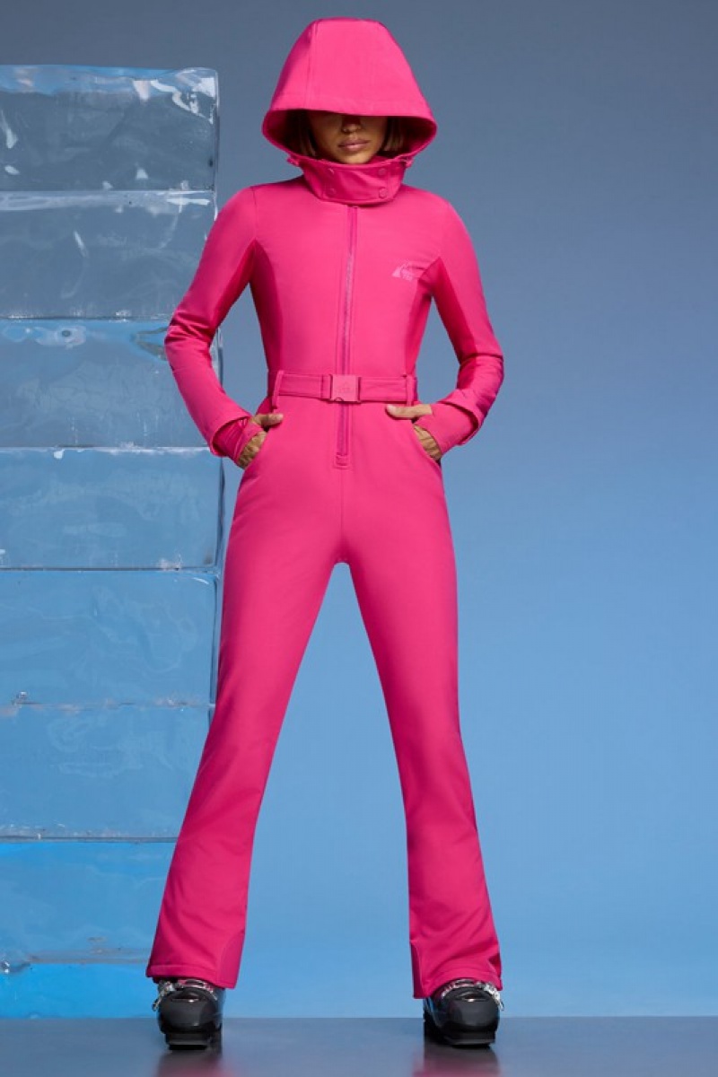 Fuchsia Pink Women's Bo And Tee Fleece Lined Ski Suit | 19028-IRMS