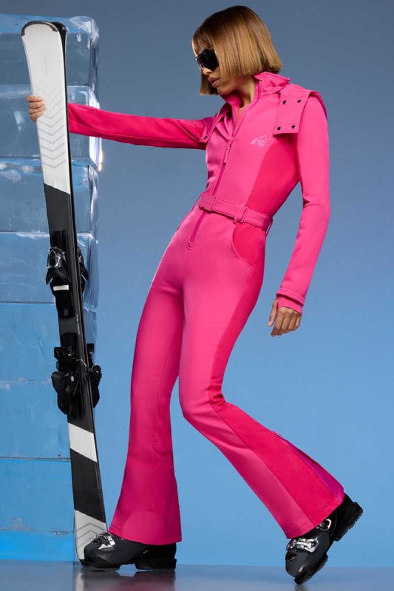 Fuchsia Pink Women\'s Bo And Tee Fleece Lined Ski Suit | 19028-IRMS