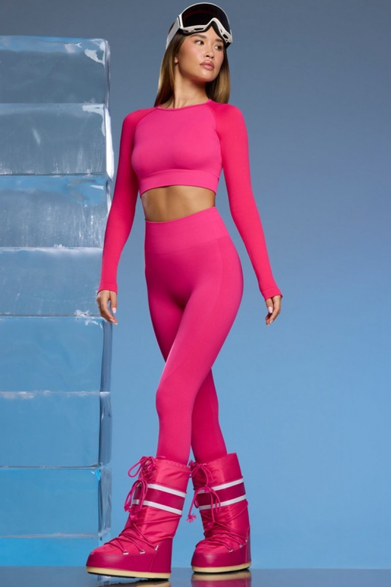 Fuchsia Pink Women's Bo And Tee Super Sculpt Base Layer Leggings | 97263-DOPT