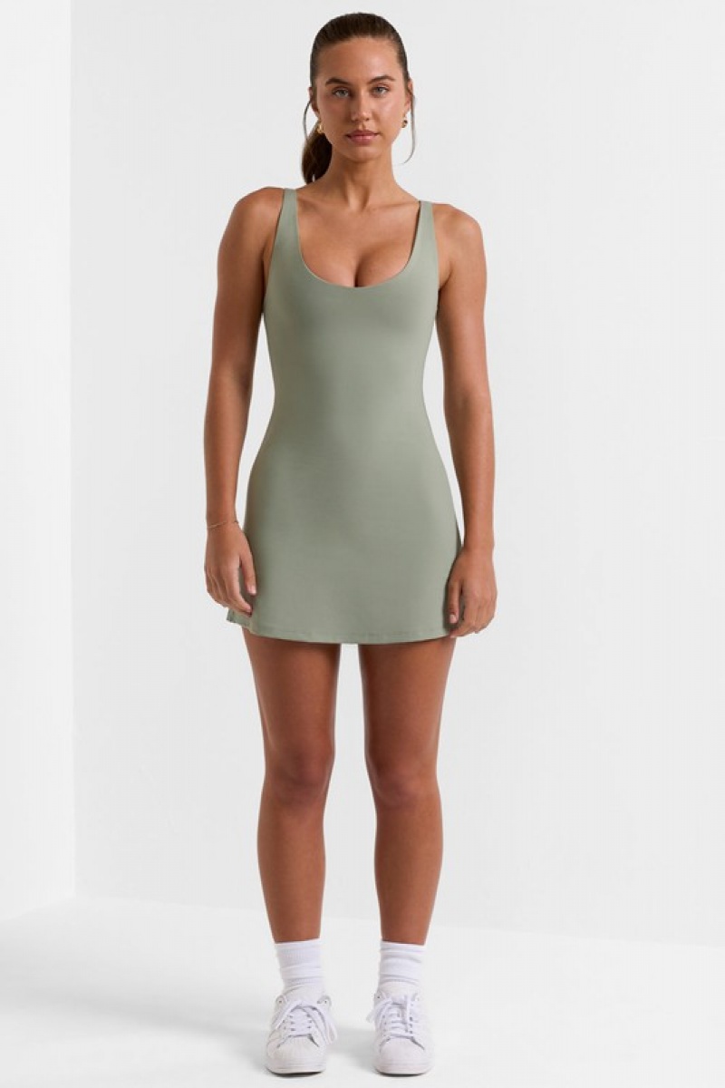 Green Women's Bo And Tee Scoop Neckline Tennis Dress | 10693-IZJY