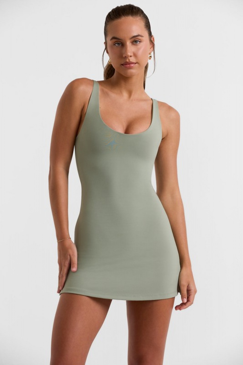 Green Women's Bo And Tee Scoop Neckline Tennis Dress | 10693-IZJY