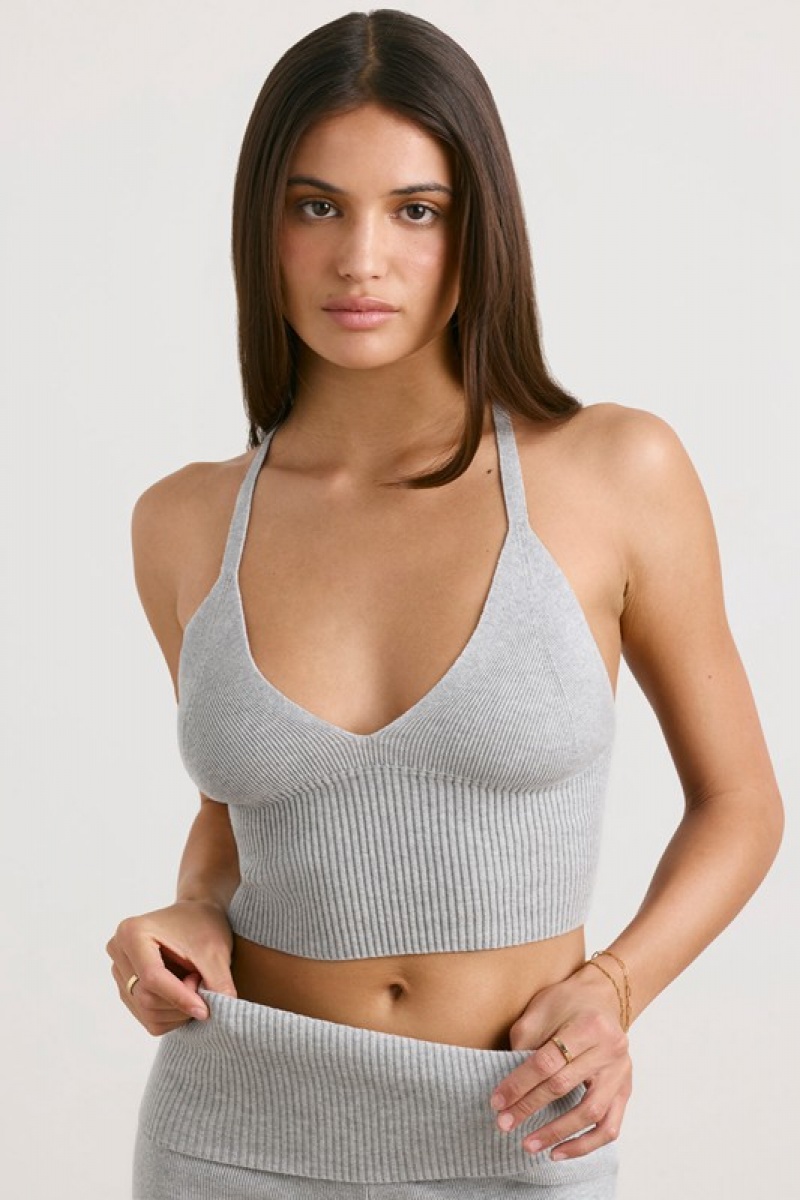 Grey Women's Bo And Tee Chunky Knit Tank Top | 38671-MVKQ