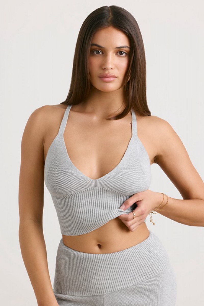 Grey Women's Bo And Tee Chunky Knit Tank Top | 38671-MVKQ