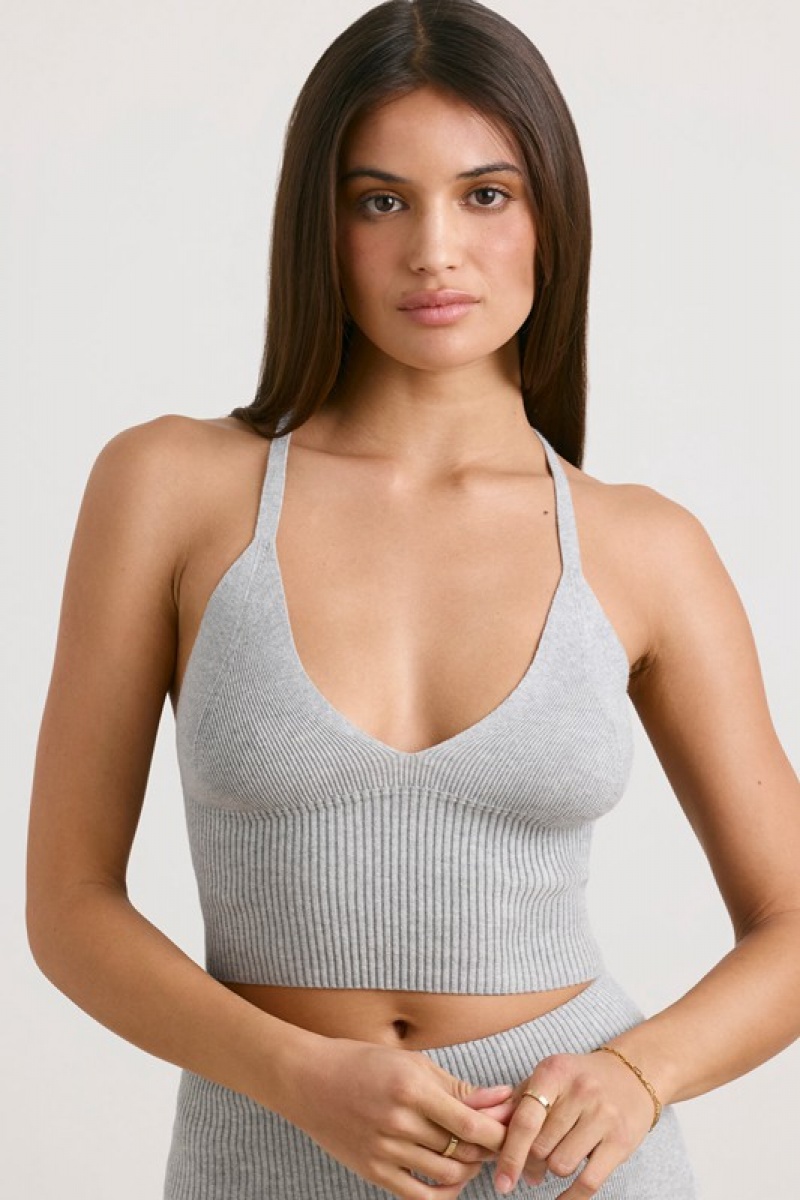 Grey Women's Bo And Tee Chunky Knit Tank Top | 38671-MVKQ