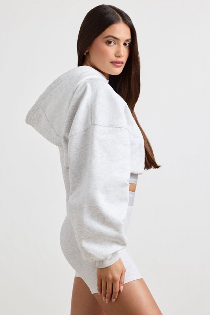 Grey Women's Bo And Tee Cropped Hoodie | 23791-DQMB