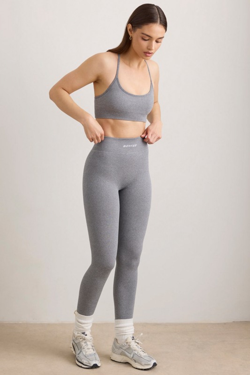 Grey Women's Bo And Tee FlexiRib High Waist Leggings | 37681-EYRP