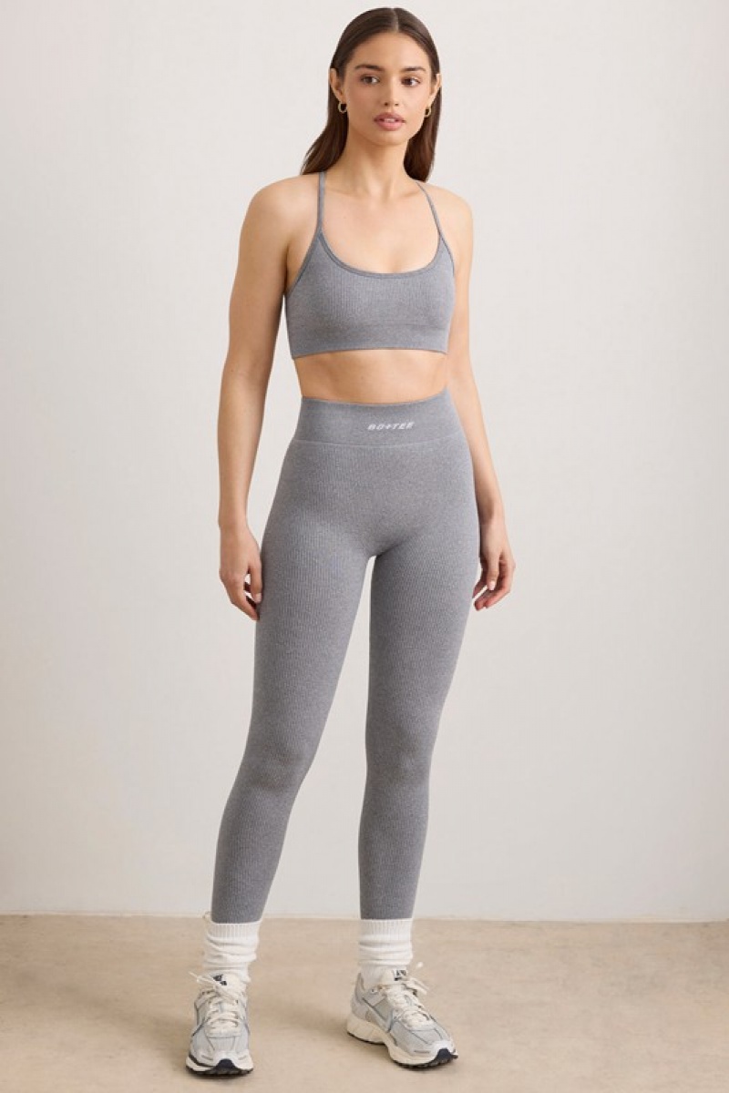 Grey Women's Bo And Tee FlexiRib High Waist Leggings | 37681-EYRP