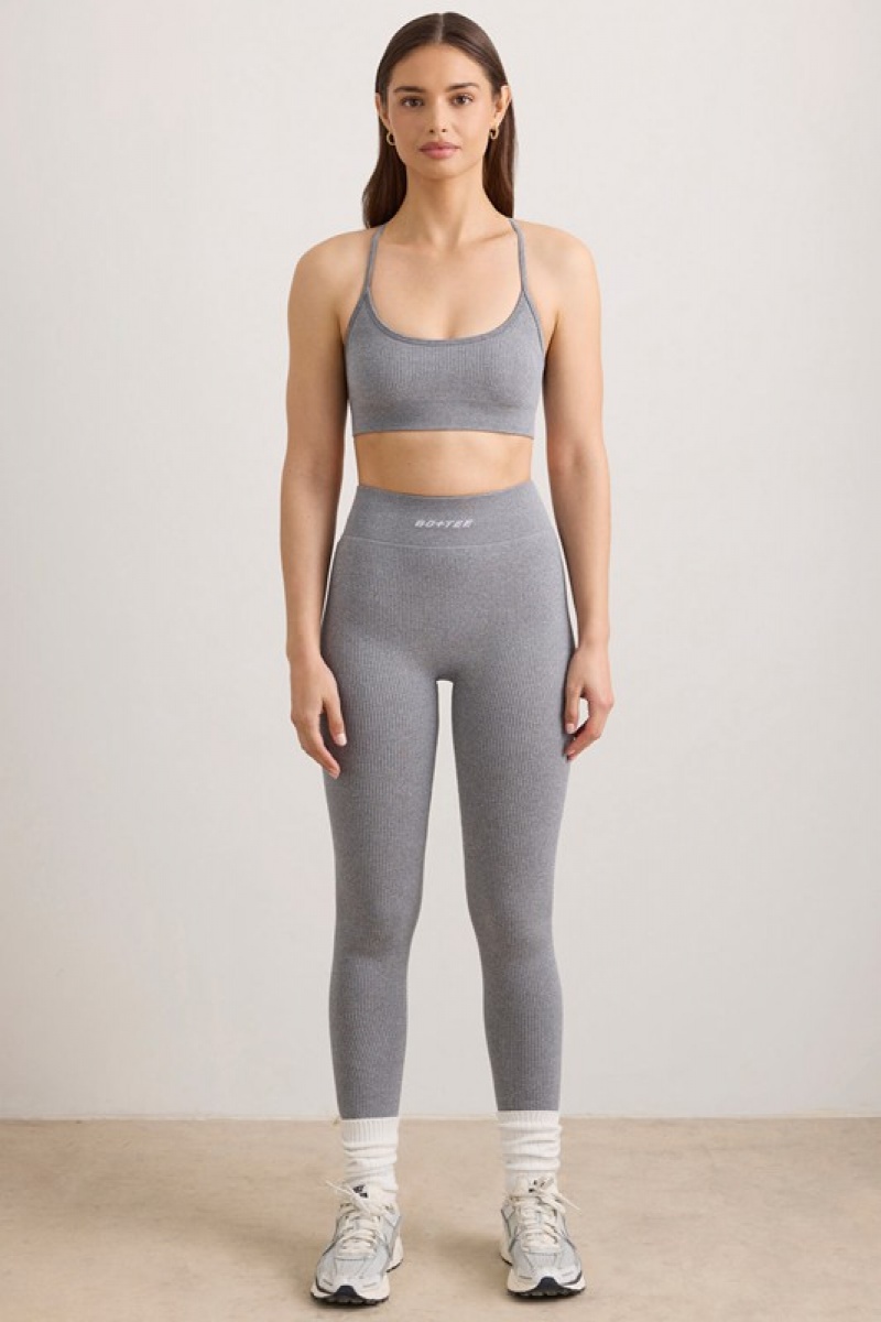 Grey Women's Bo And Tee FlexiRib High Waist Leggings | 37681-EYRP