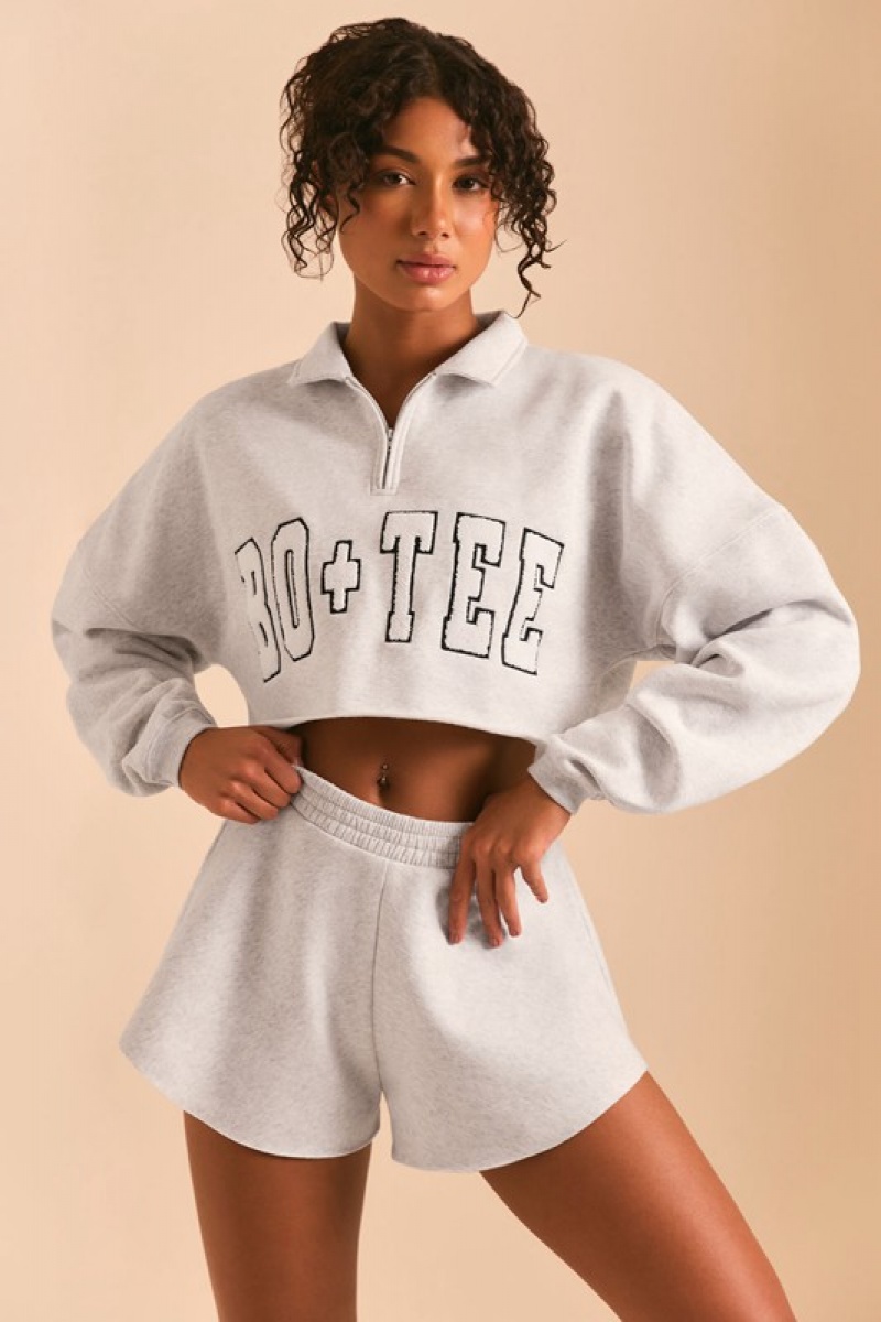 Grey Women's Bo And Tee Half Zip Sweater | 26910-EVSG