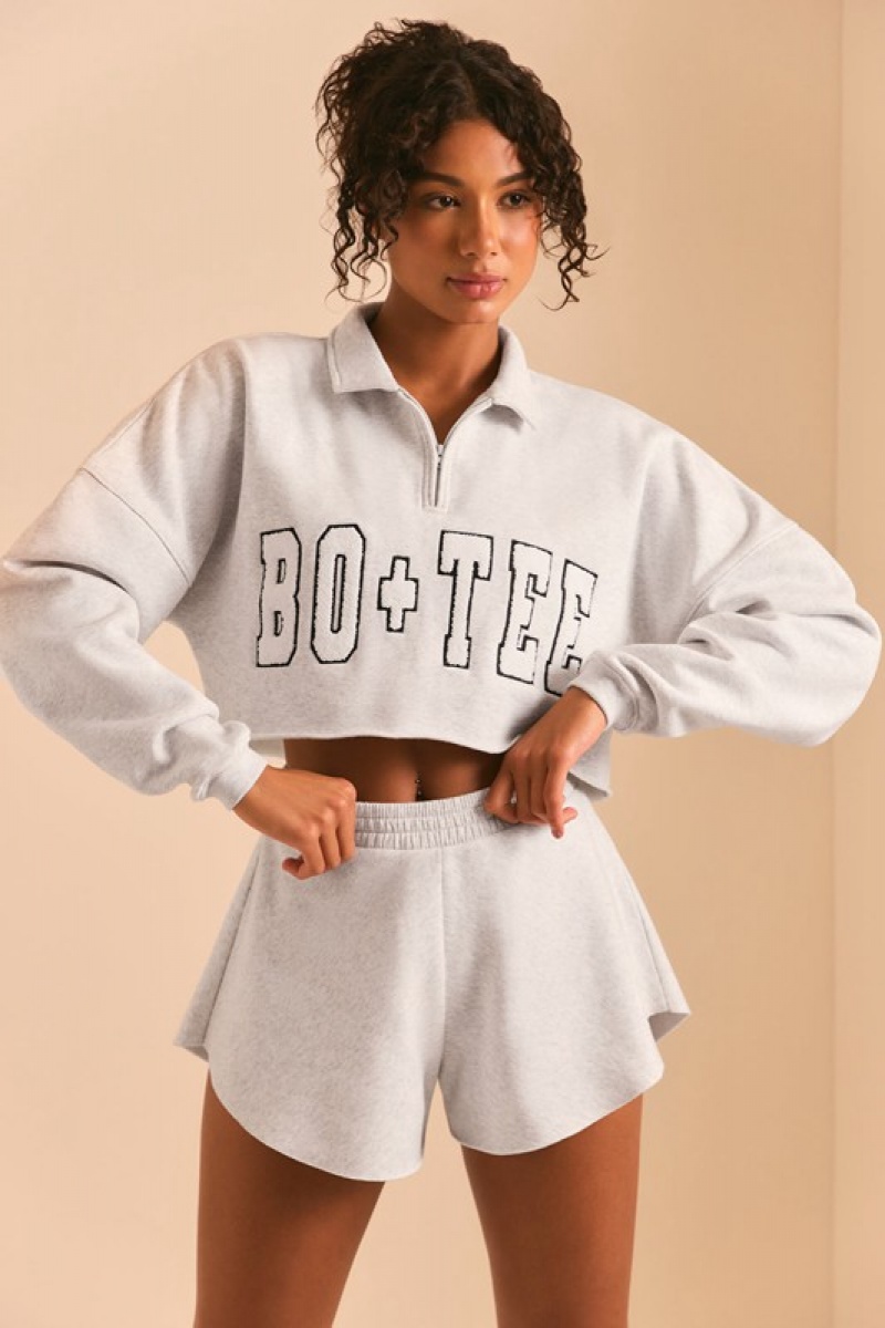 Grey Women's Bo And Tee Half Zip Sweater | 26910-EVSG