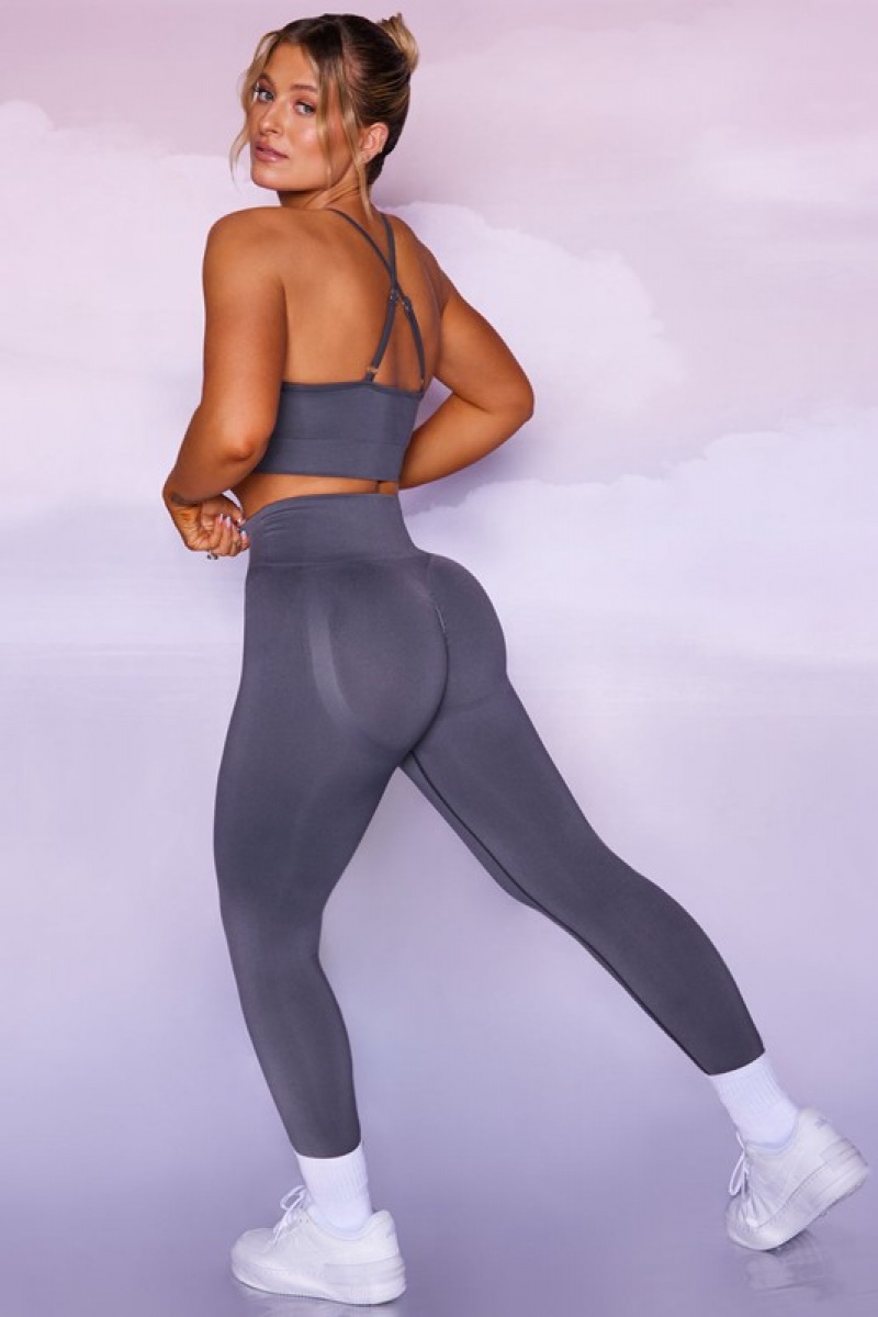 Grey Women's Bo And Tee High Waisted Leggings | 21476-CNOY