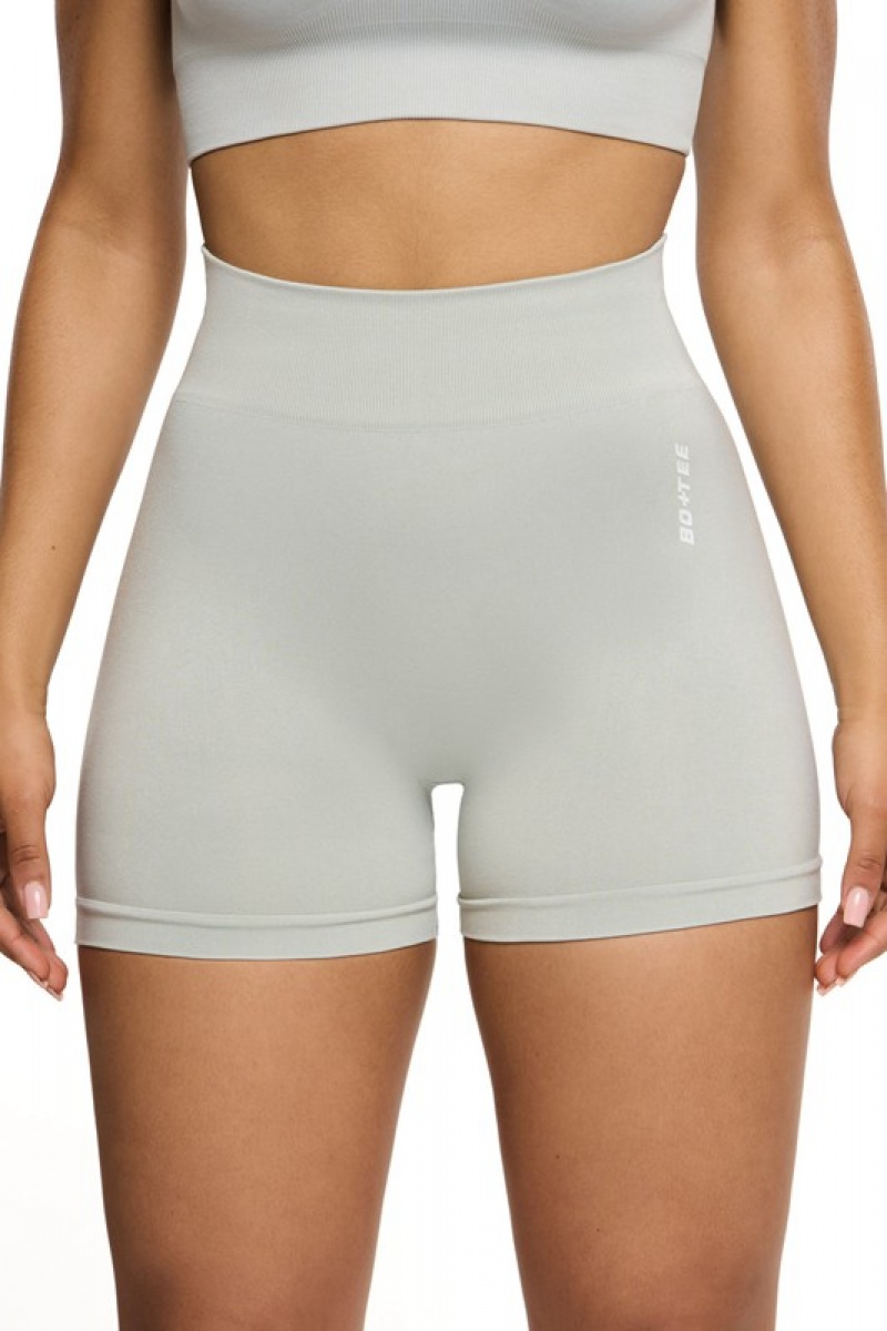 Grey Women's Bo And Tee Seamless High Waist Mini Shorts | 37450-HRYD