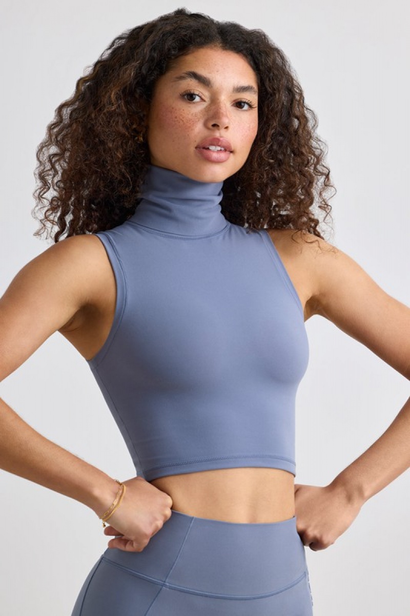 Grey Women's Bo And Tee Soft Active Turtleneck Tank Top | 41523-WAFT