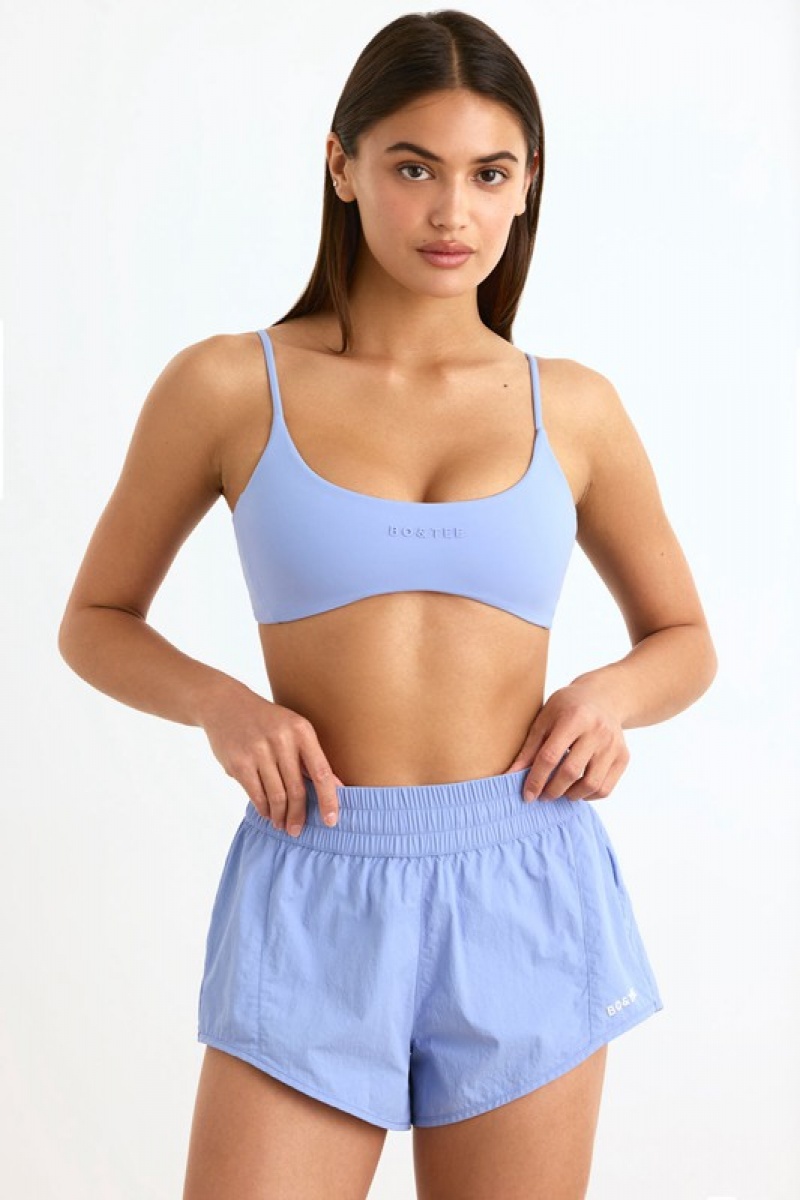 Lavender Blue Women's Bo And Tee Elasticated Mini Shorts | 93086-NAYD