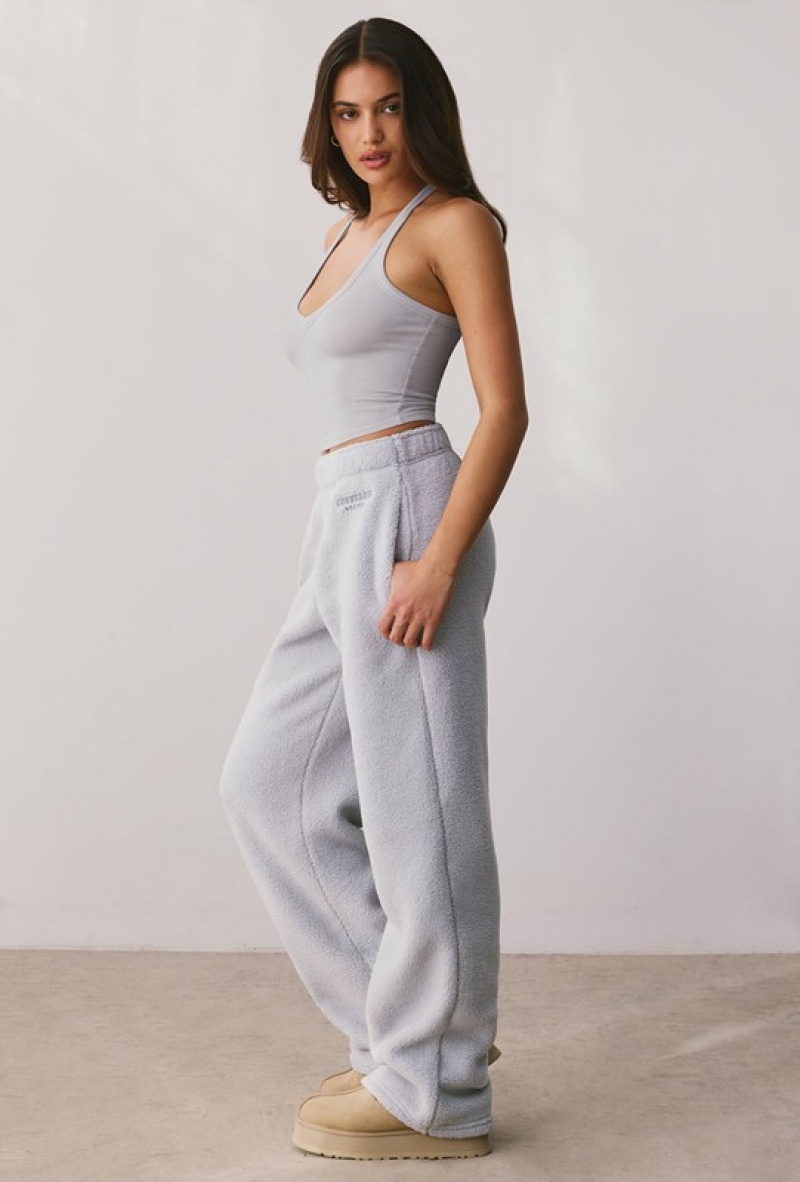 Lavender Women's Bo And Tee Fleece Wide Leg Joggers | 51904-ZGME