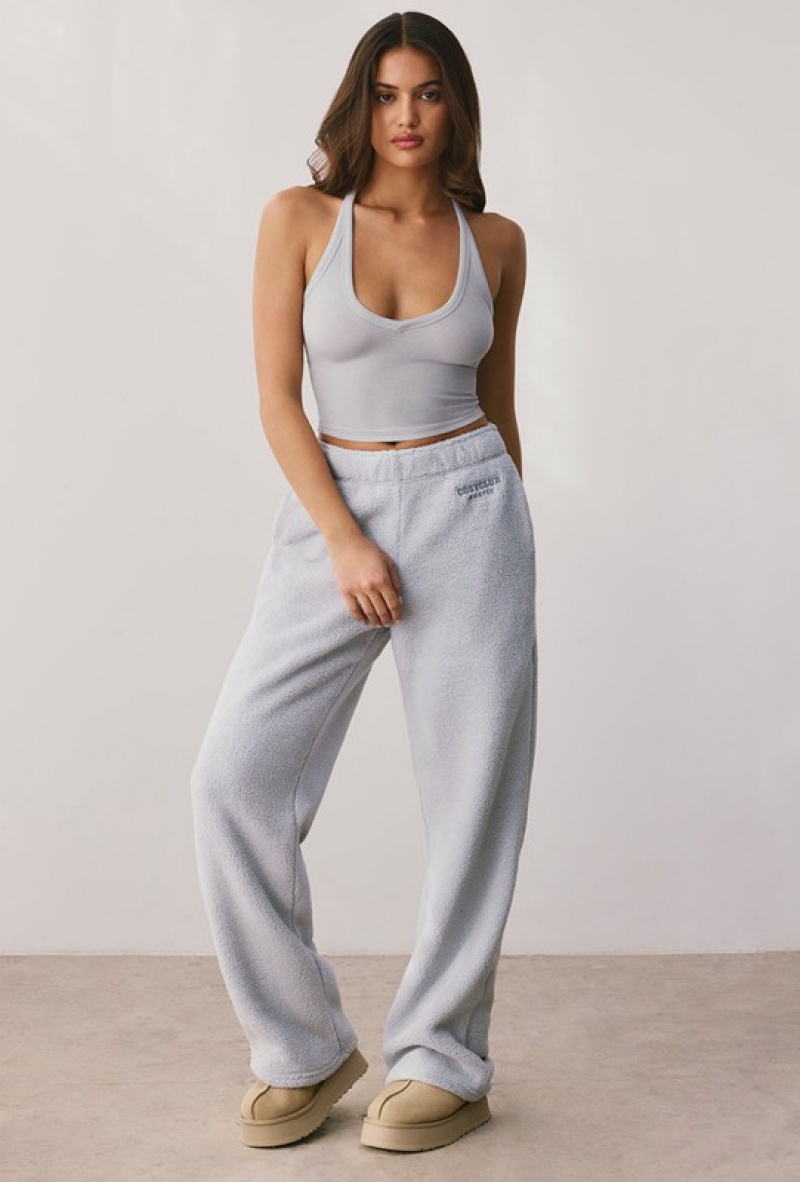 Lavender Women's Bo And Tee Fleece Wide Leg Joggers | 51904-ZGME