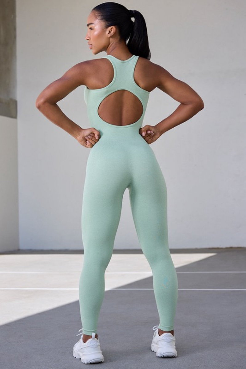 Light Blue Women's Bo And Tee Super Sculpt Seamless Zip Up Full Length Unitard | 75928-PIHR