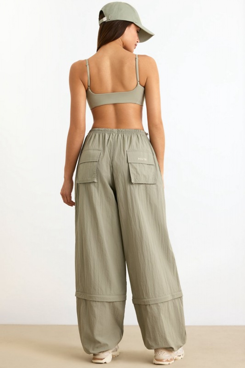 Light Green Women's Bo And Tee Convertible Wide Leg Track Pants | 25698-EBWI