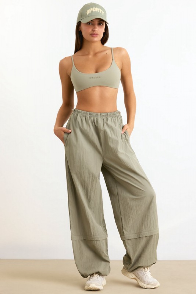 Light Green Women's Bo And Tee Convertible Wide Leg Track Pants | 25698-EBWI