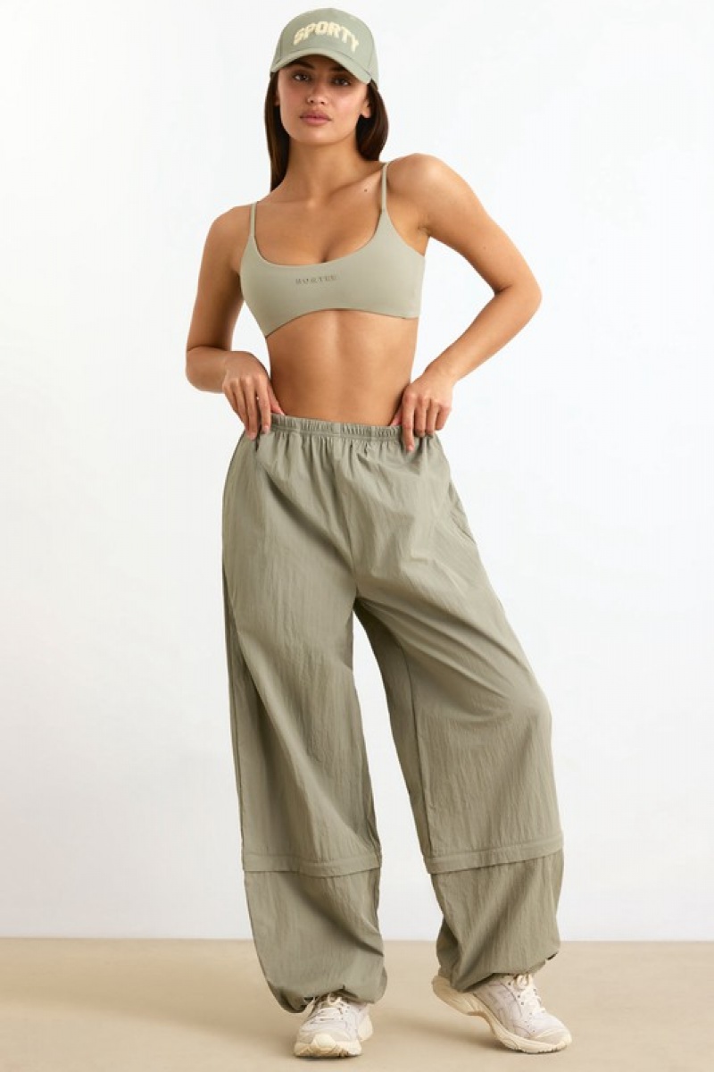 Light Green Women's Bo And Tee Convertible Wide Leg Track Pants | 25698-EBWI