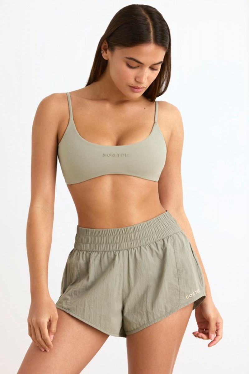 Light Green Women's Bo And Tee Elasticated Mini Shorts | 50476-MXUJ