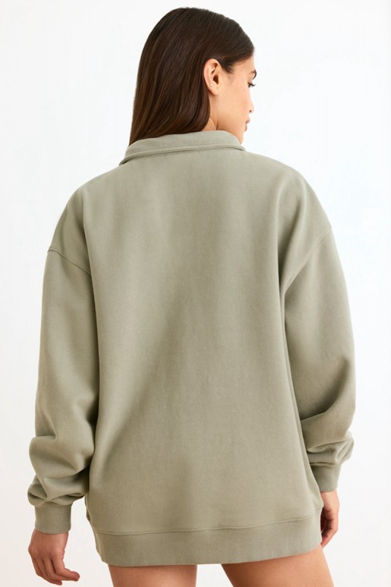 Light Green Women's Bo And Tee Quarter-Zip Sweatshirts | 20785-AHSY