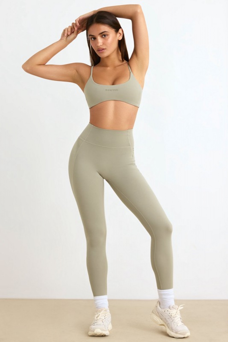 Light Green Women's Bo And Tee Soft Active Leggings | 75046-GLTW