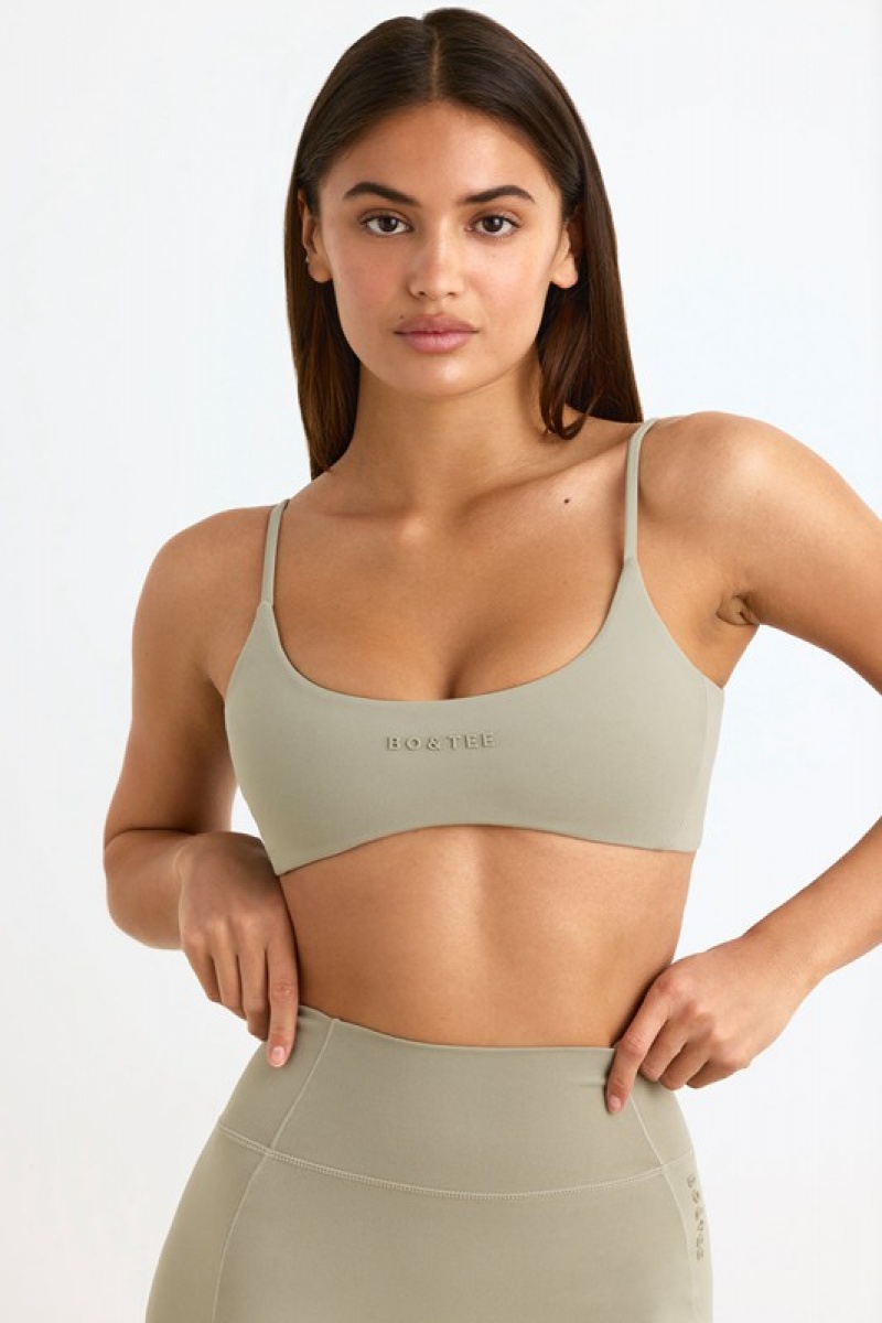 Light Green Women's Bo And Tee Soft Active Sports Bra | 07362-WLKM