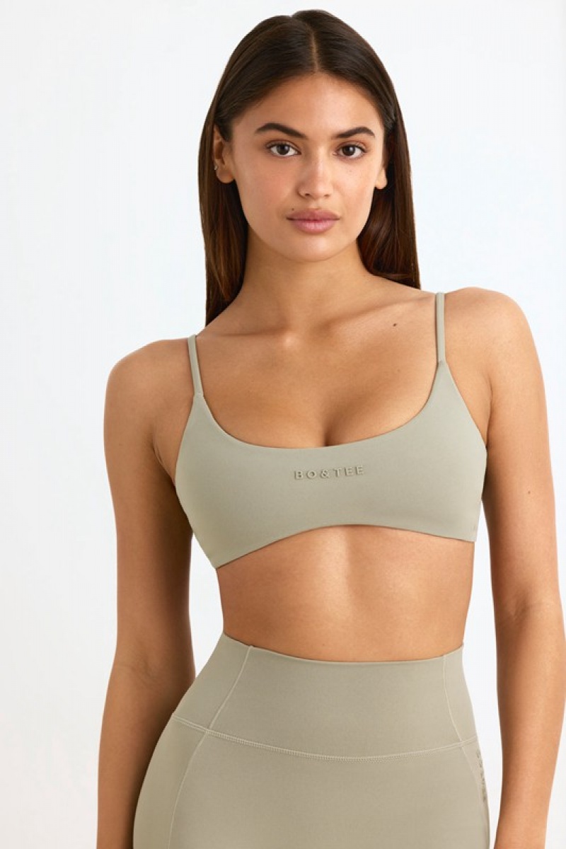 Light Green Women's Bo And Tee Soft Active Sports Bra | 07362-WLKM