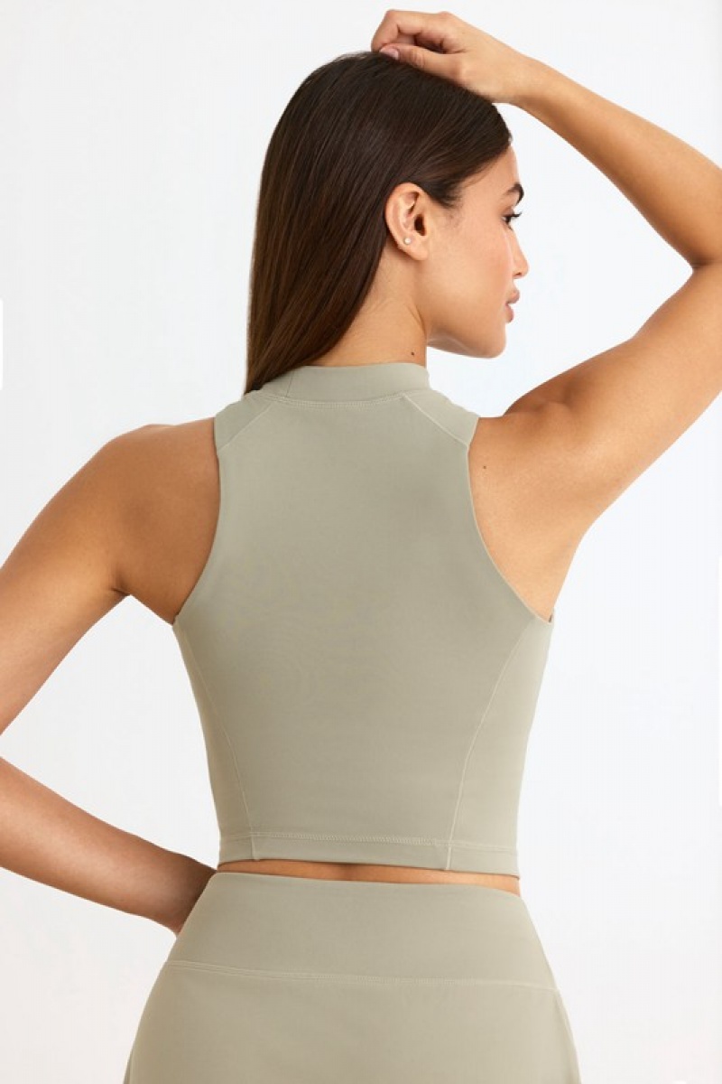 Light Green Women's Bo And Tee Soft Active High-Neck Tank Top | 12596-CEXY