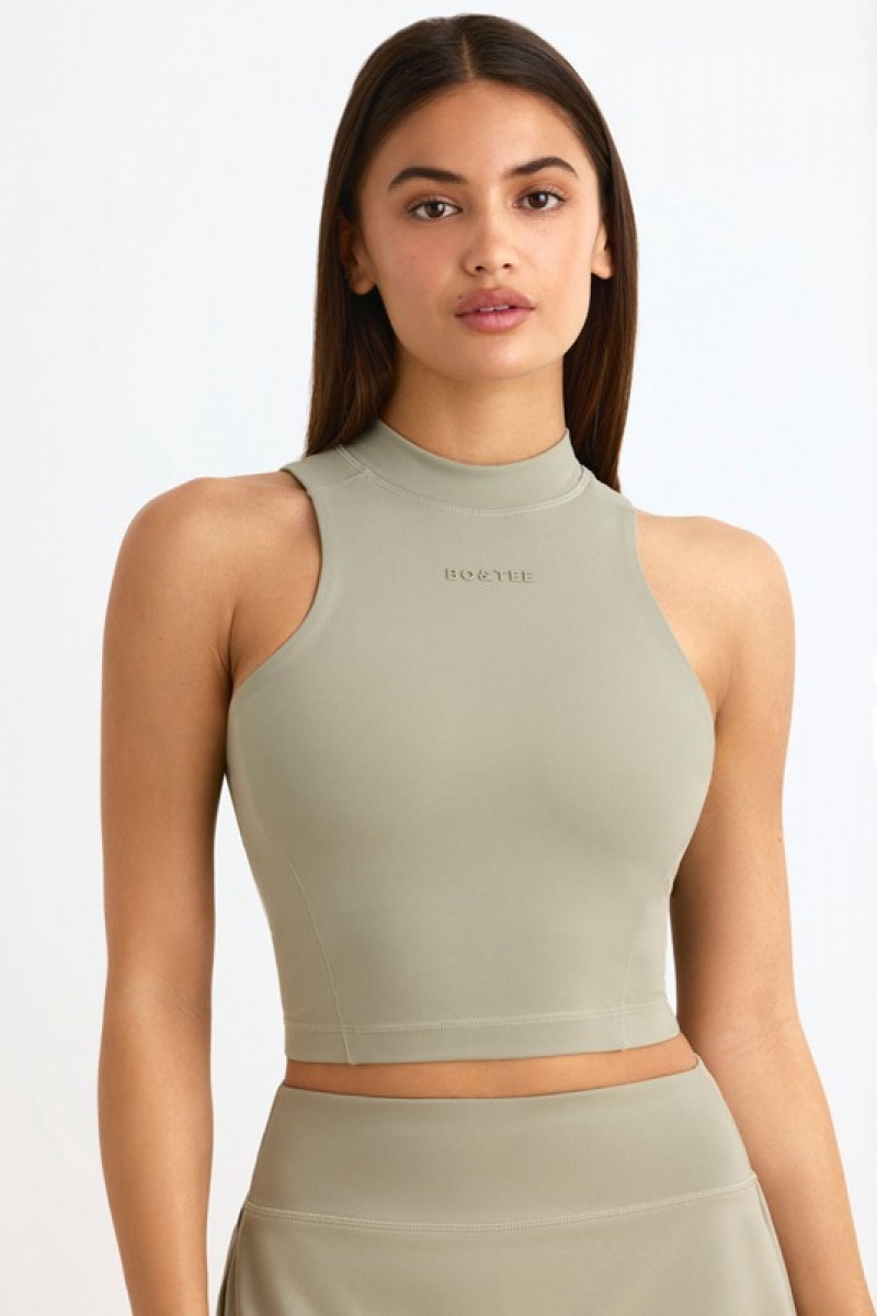 Light Green Women's Bo And Tee Soft Active High-Neck Tank Top | 12596-CEXY