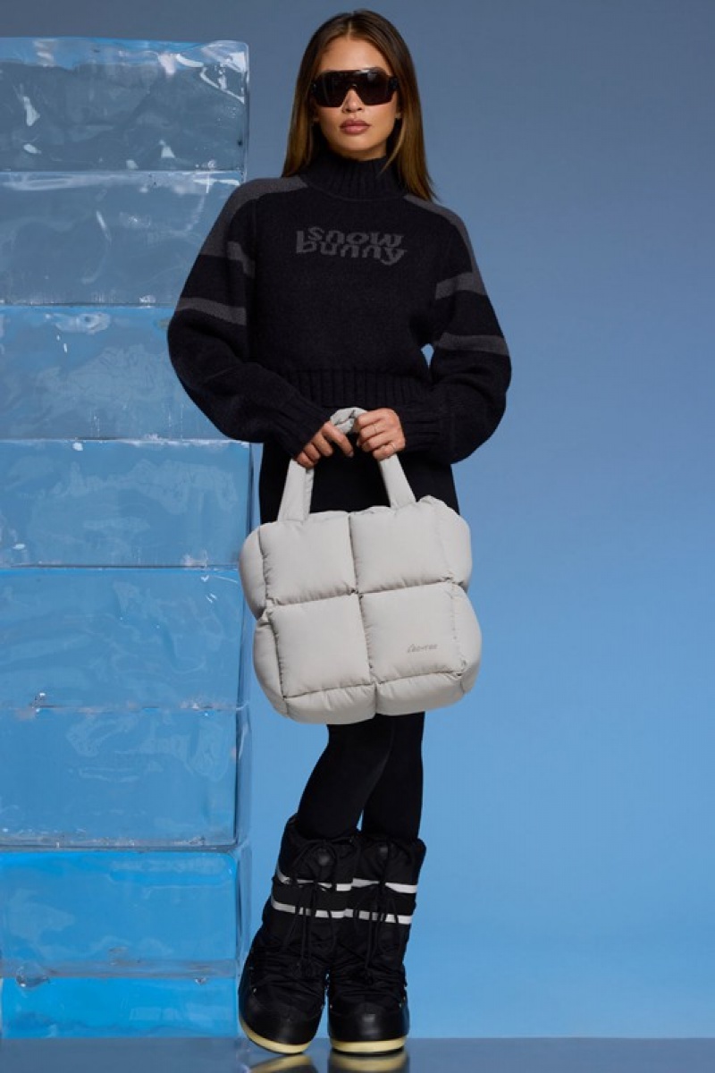 Light Grey Women's Bo And Tee Quilted Puffer Bags | 19630-TFRH