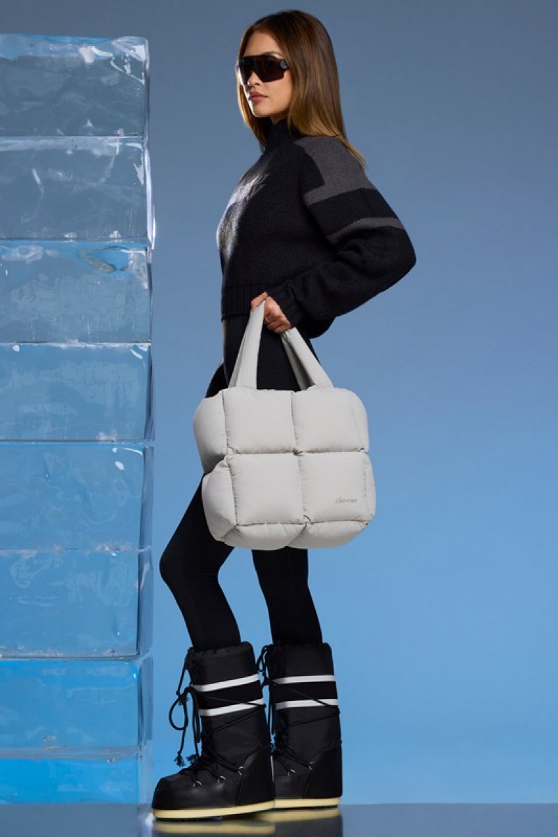 Light Grey Women's Bo And Tee Quilted Puffer Bags | 19630-TFRH